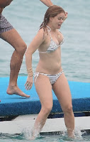 English: Alice Eve White Bikini Christmas day Barbados