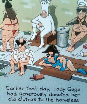 Earlier that day, Lady gaga had generously donated her old clothes to the Earlier that day, Lady gaga had generously donated her old clothes to the