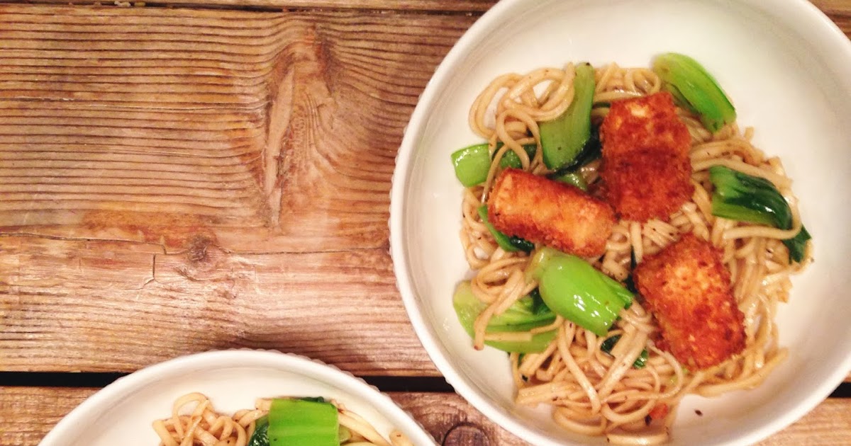 TASTES SO GOOD Crispy Tofu, Bok Choy and Udon Noodles