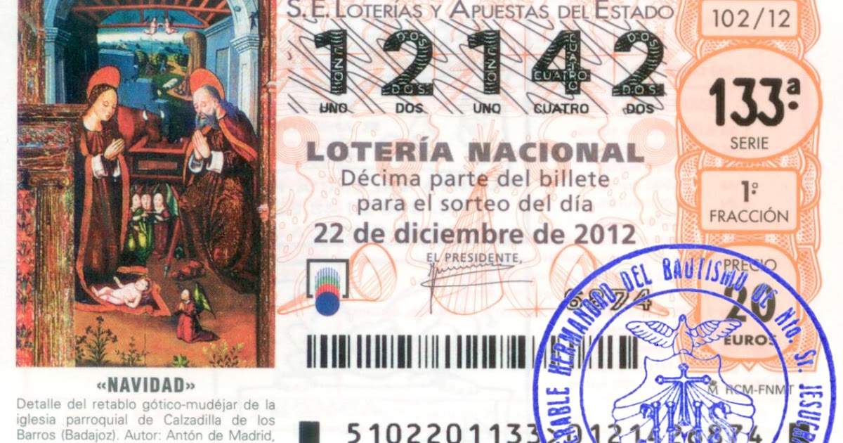 Lotería de navidad Lotería de Navidad (Recordatorio) - Muy Ilustre y Venerable Hermandad
