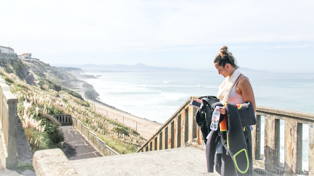 lady slider,biarritz,billabong,surfer girl,beach girl,surf,longboard,cote des basques,biarritz surf training,nora,elodie,guava and coconut,sunrise never ends