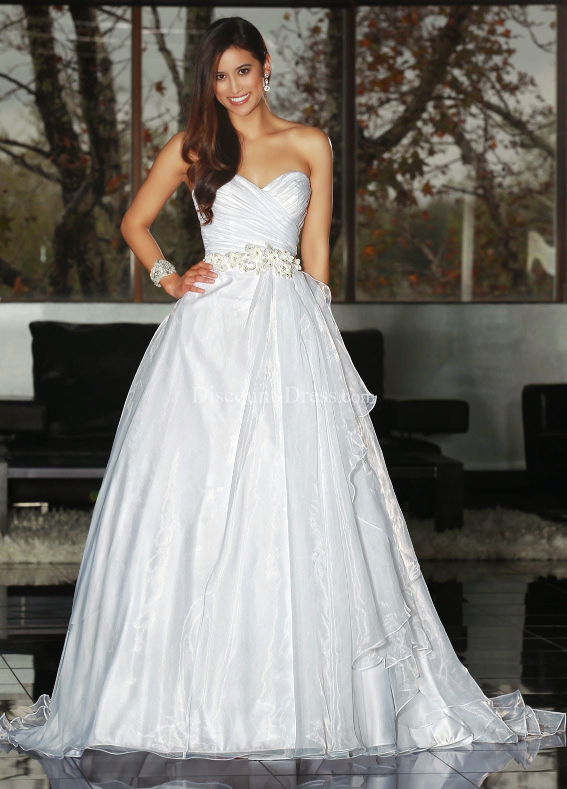  Organza Sweetheart Ball Gown Floor Length Wedding Dresses