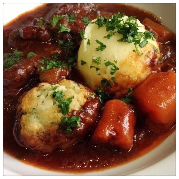 The Game Bird Food Chronicles Beef Stew with Guinness and Herb Dumplings