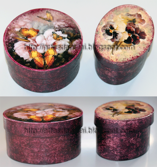 Caixas em balsa com pintura e decoupage Caixas em balsa com pintura e decoupage