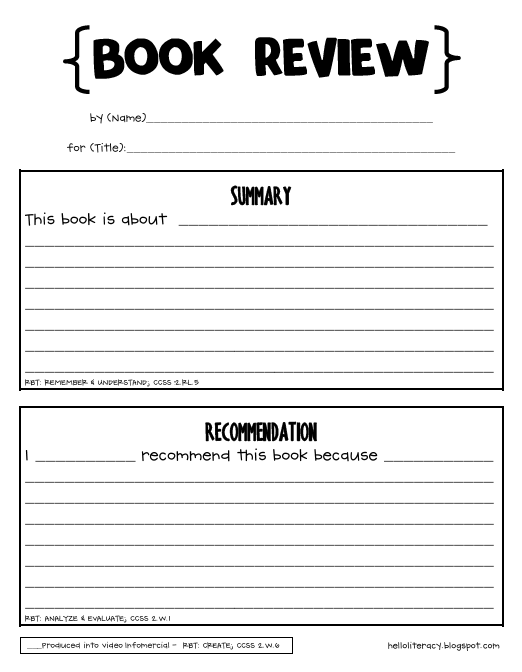 Informational book report form