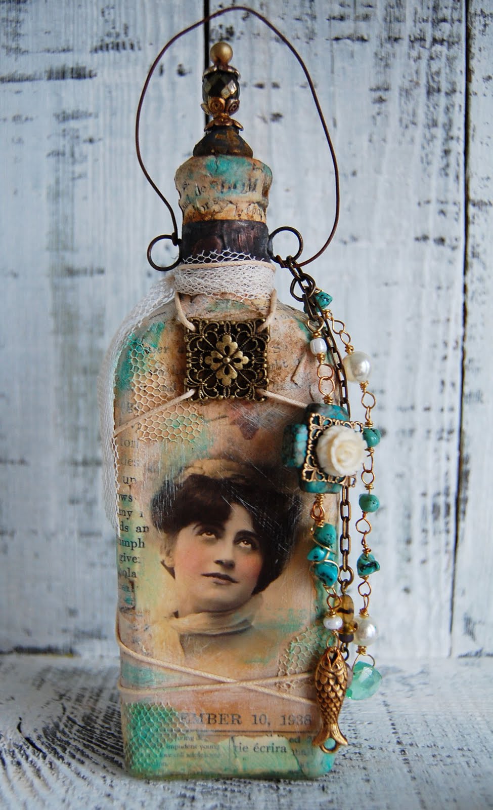 A to Zinnia Mixed Media Bottle Art