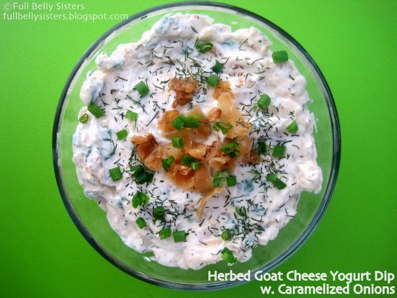 Herbed Goat Cheese Yogurt Dip w. Caramelized Onions
