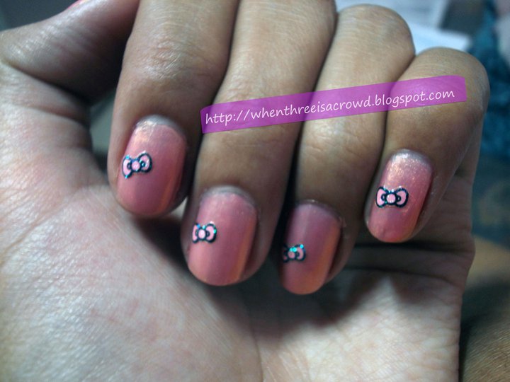 Kitty inspired nail art that I have using my Hello Kitty Nail Sticker