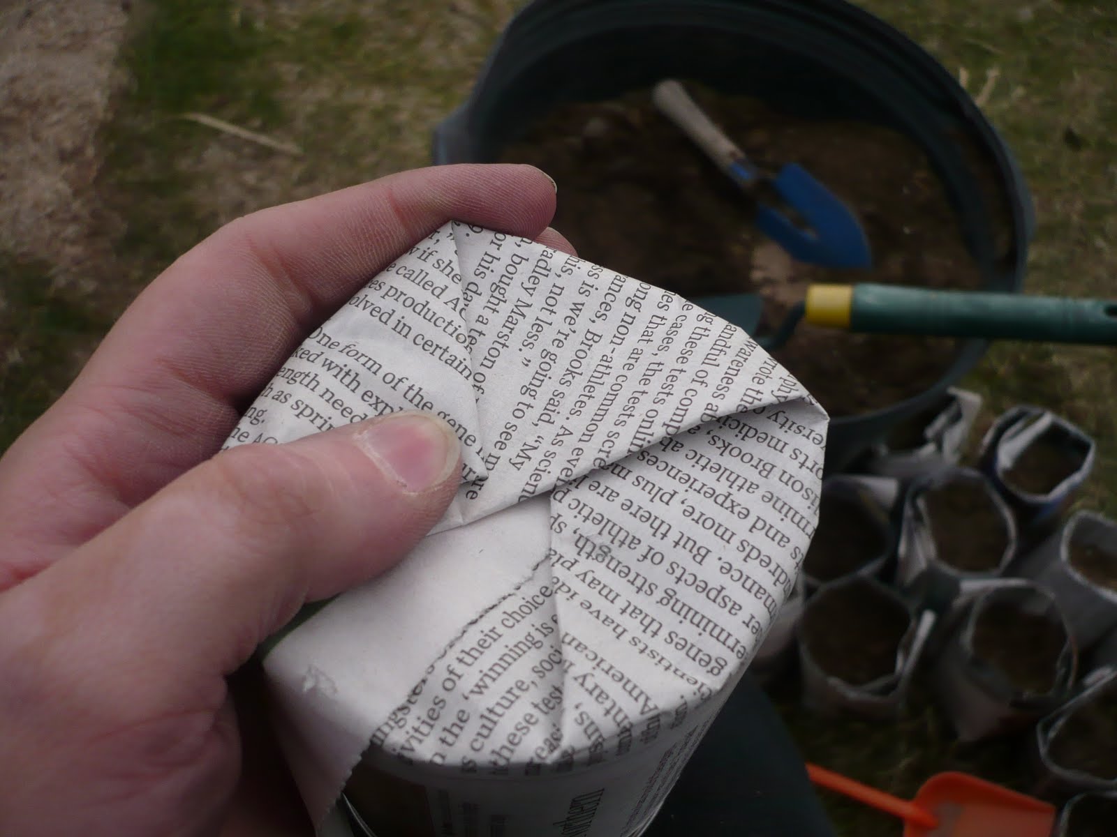 The Chicken Wire Newspaper Seed Starting Cups