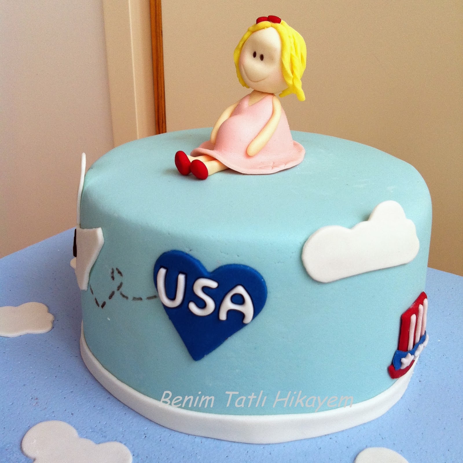 amerika temalı doğum pastası