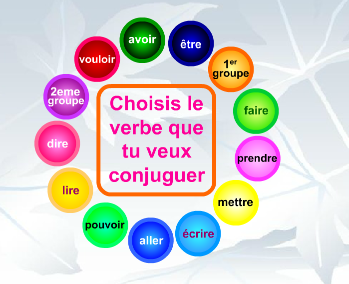 choisis le verbe que tu veux conjuguer موارد المعلم