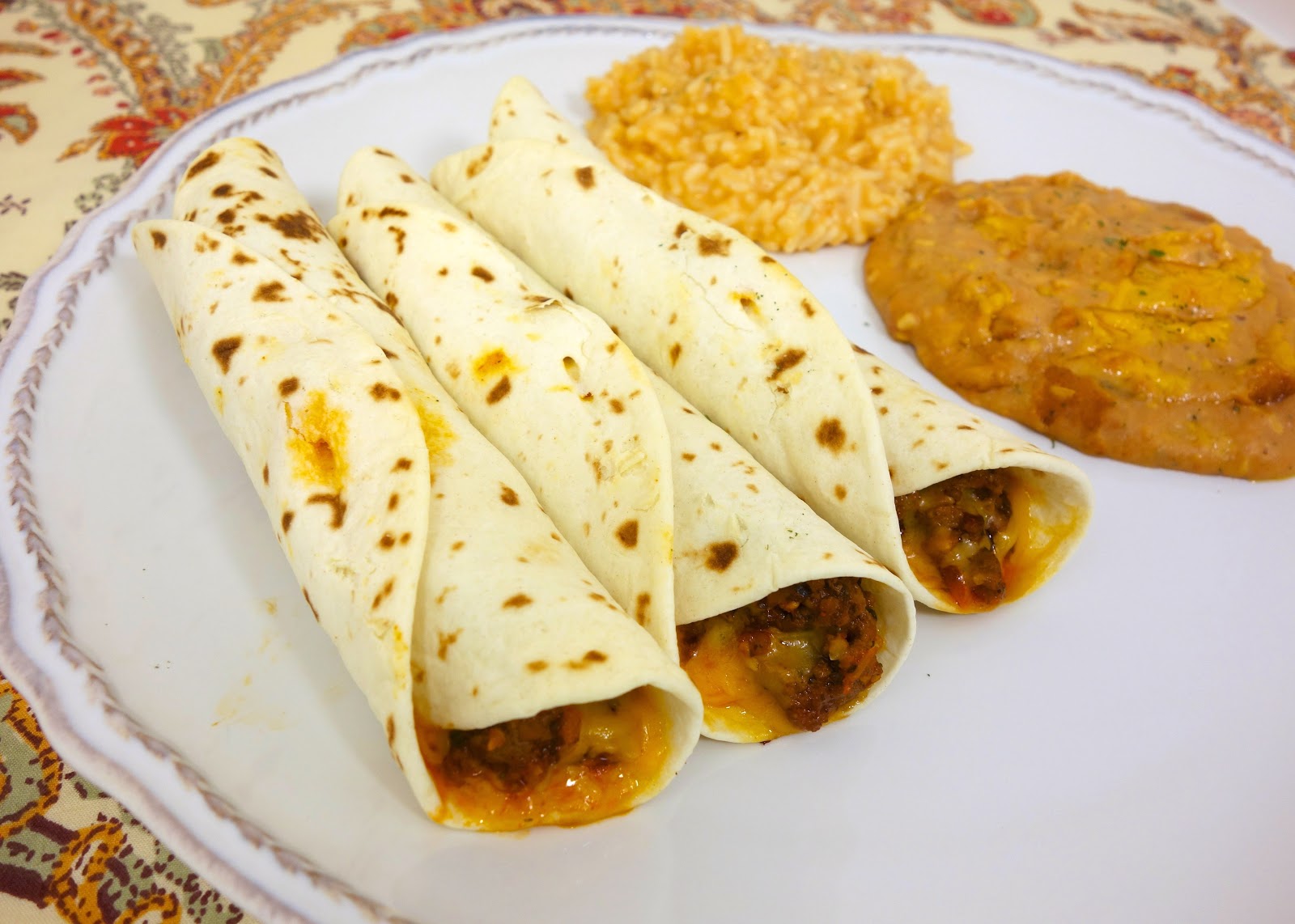 Baked Beef and Cheese Flautas Plain Chicken