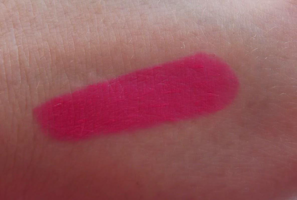 MAC Pink pigeon matte lipstick review swatch on hand bright bold pink