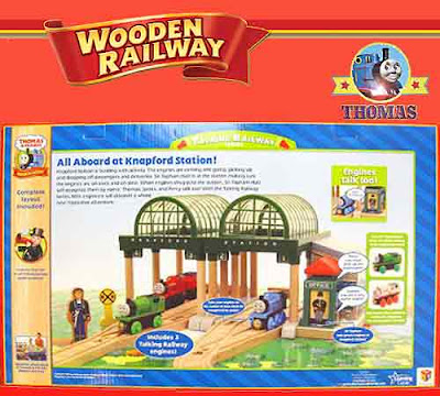 Listen to number one Thomas train Percy tank and James the red engine talk wooden railway train set