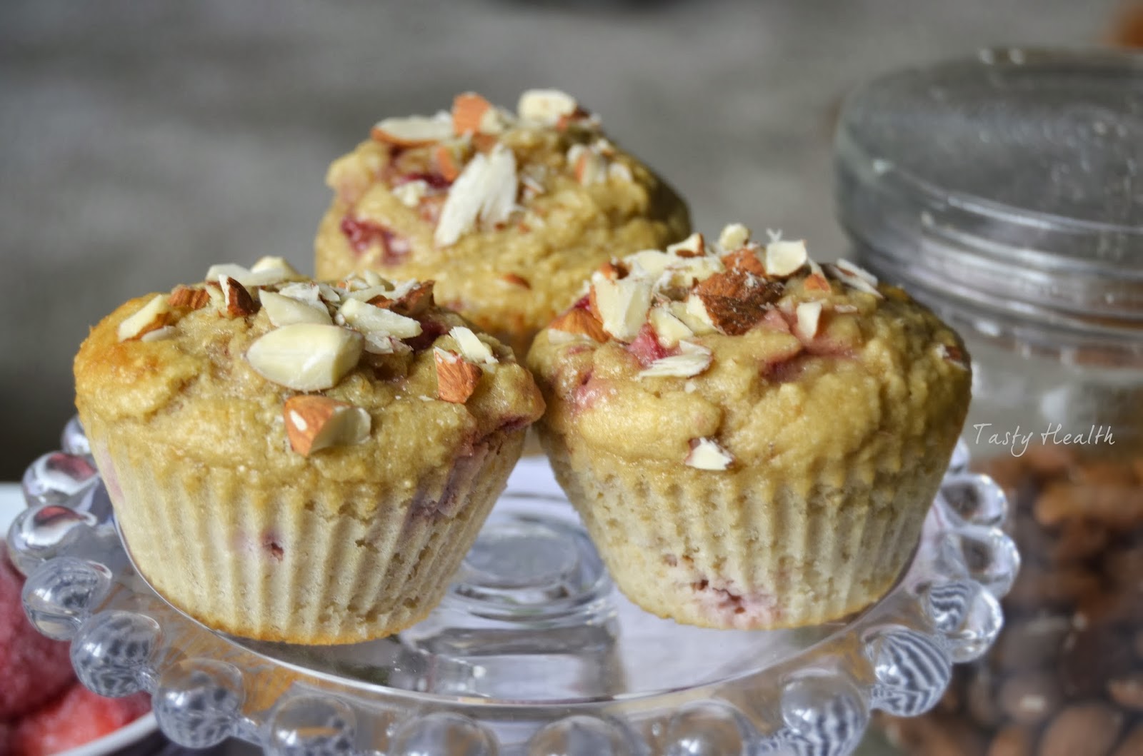 Tasty Health Strawberry almond crunch proteinmuffins