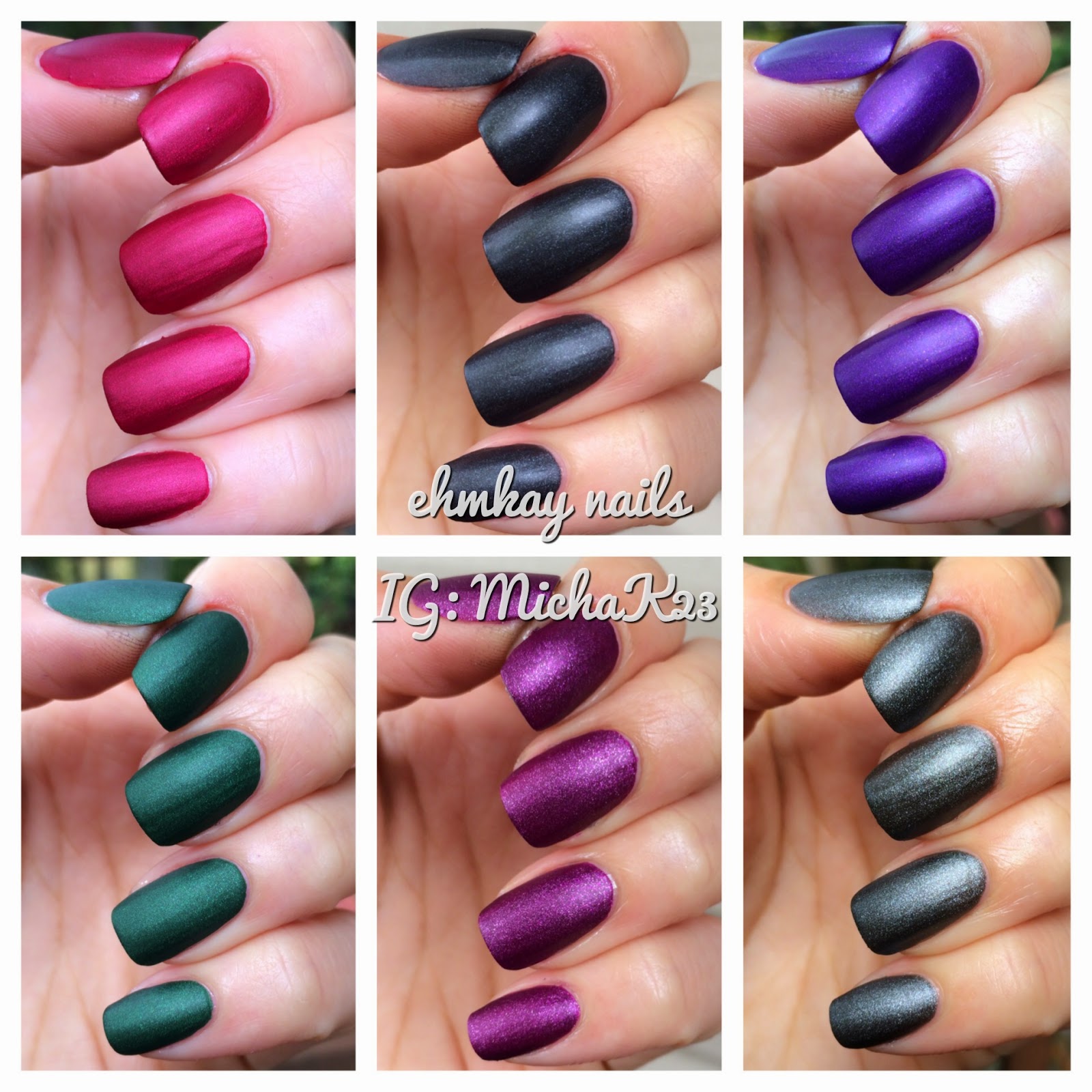 ehmkay nails: Zoya Matte Velvet Collection: Swatches and Comparisons
