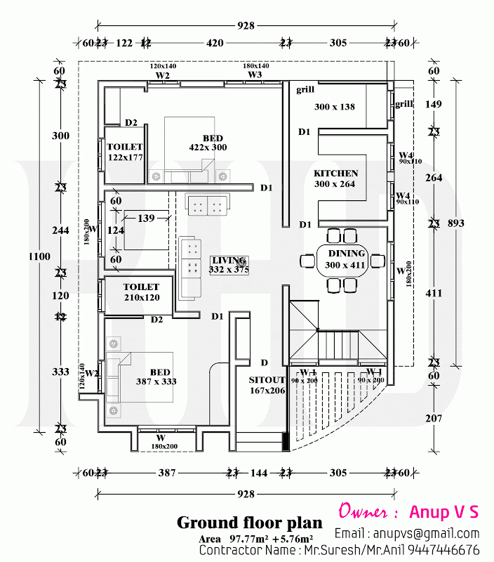 Proposed House of Mr. Anup in Kerala title=