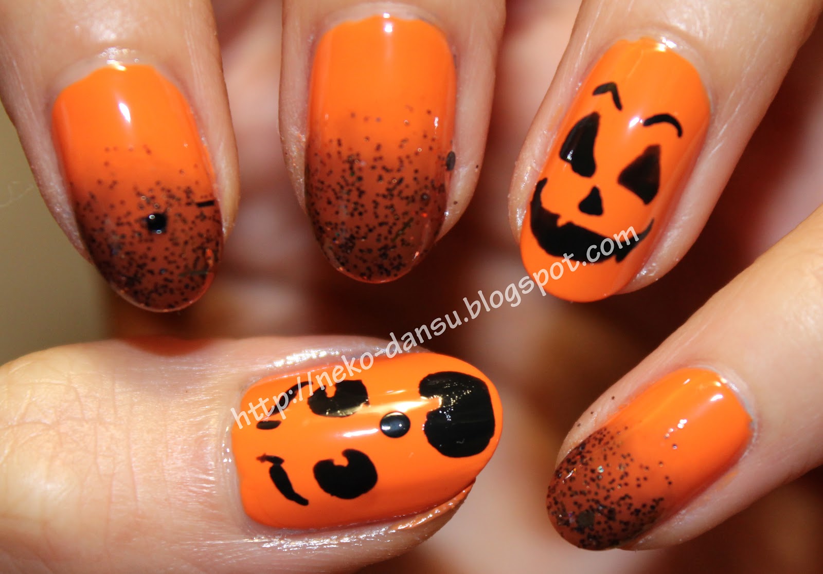 Nekodansu's Nails Happy Jackolanterns