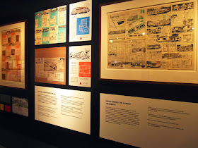 View of vintage plans and magazine articles in the exhibition 'Dream Home Small Home'.