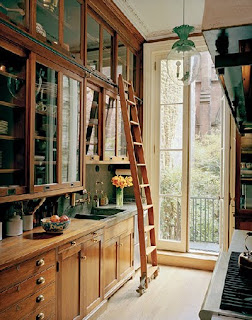 Using Verticle Space with Library Ladder in Kitchen