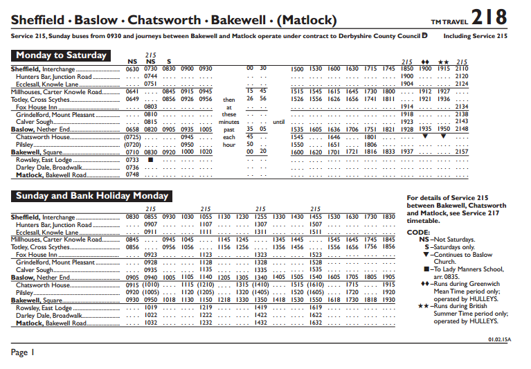 Walking The Peak New Bus Timetables 2015