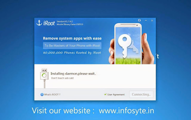 Install iRoot in your computer and enable USB debugging Install iRoot in your computer and enable USB debugging