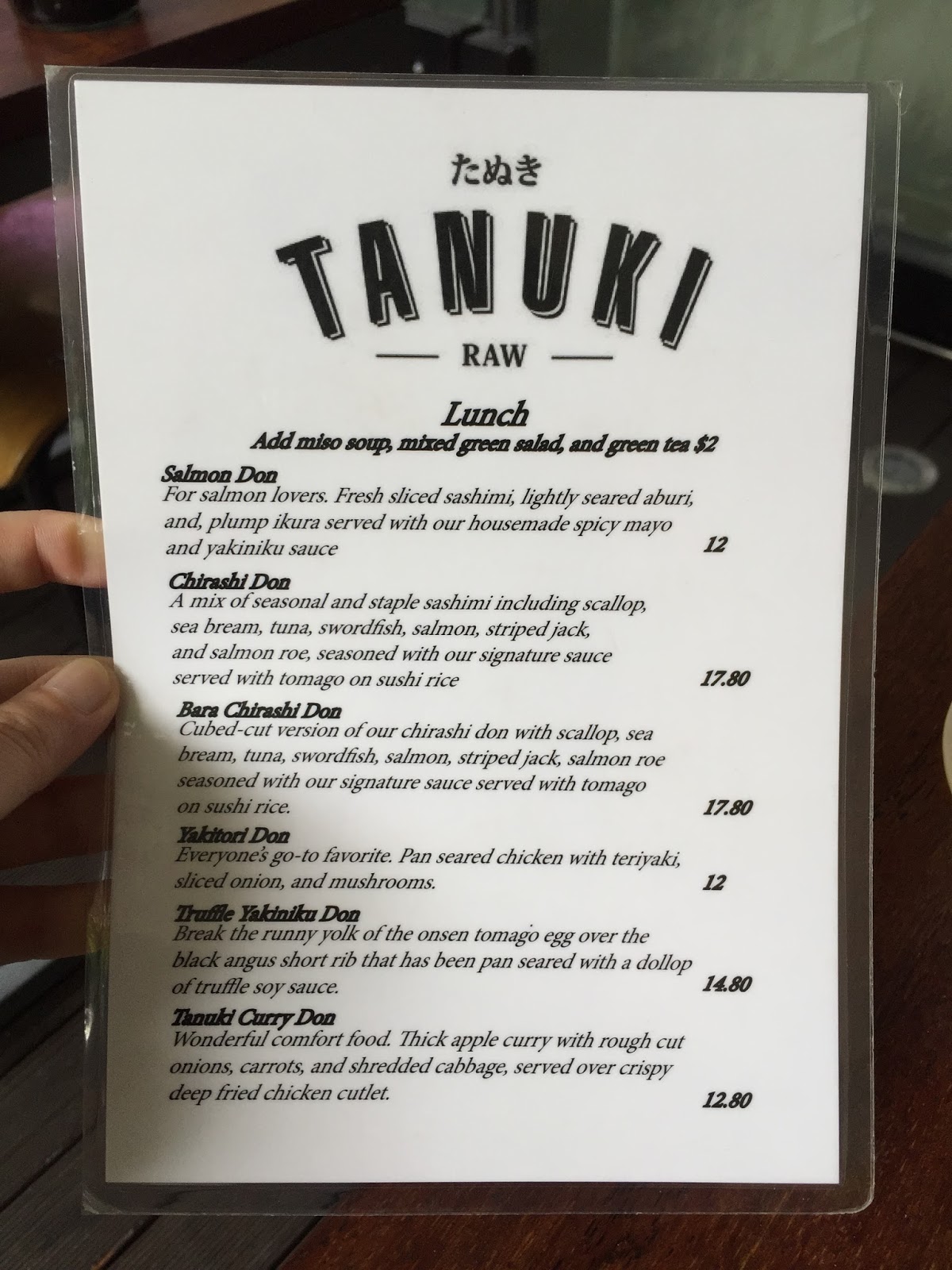 [Relocated] Tanuki Raw (たぬき) Lunch Menu, Orchard Central JACQSOWHAT