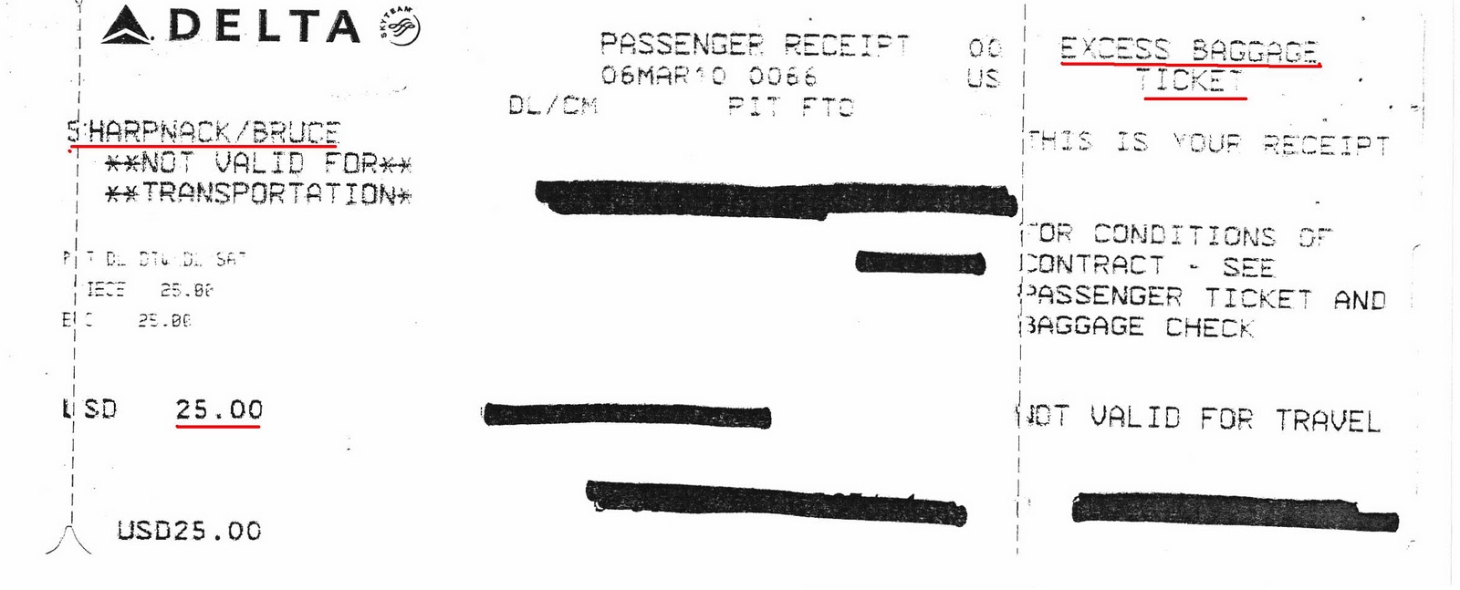 American Airlines Baggage Receipt SEMA Data Coop