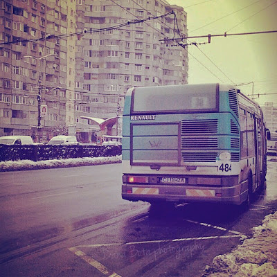 bus leaving the bus station Romania 2012