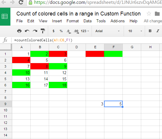 iGoogleDrive: Google Spreadsheet Count of colored cells in a range in