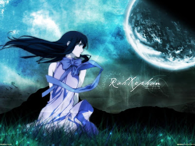 Beautiful anime with moon wallpaper