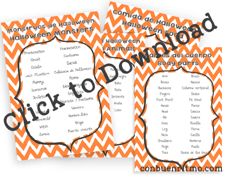 Halloween bilingual key vocabulary posters