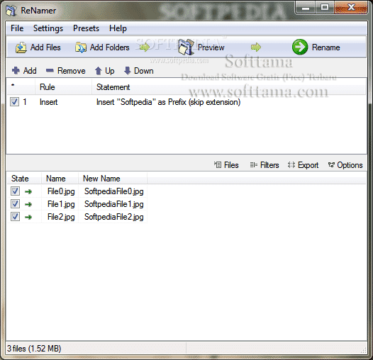 Screenshot software ReNamer 5.60+ Beta 15 5.60