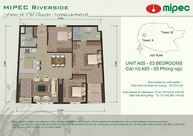 Mặt bằng căn A05 chung cư Mipec Riverside