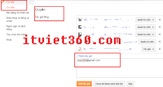 Thêm Admin cho blogspot