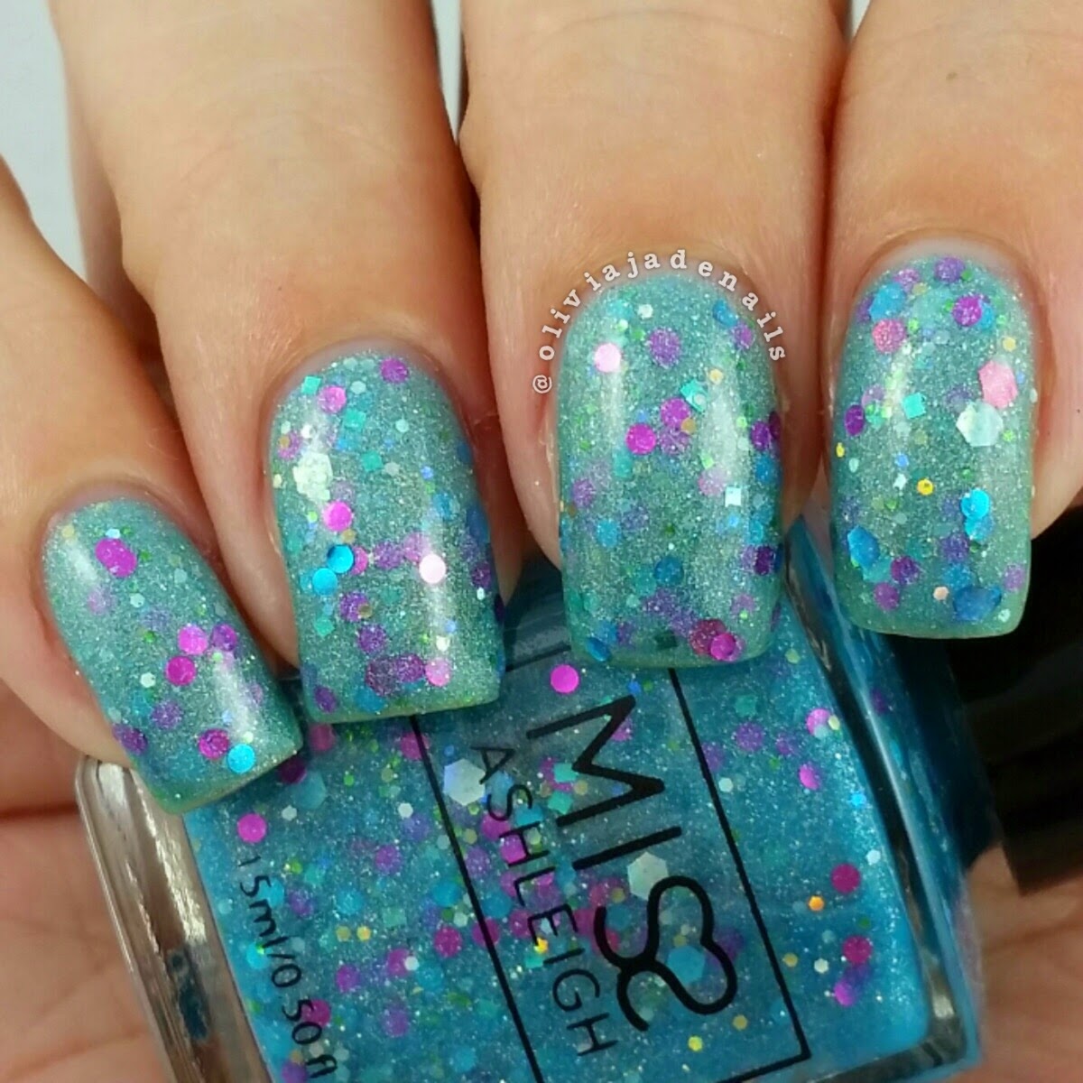 Miss Ashleigh Teal My Heart Away (warm) swatched by Olivia Jade Nails