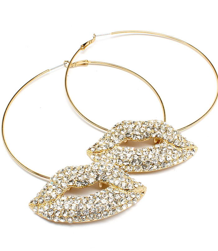 Red Lip Hoop Earrings