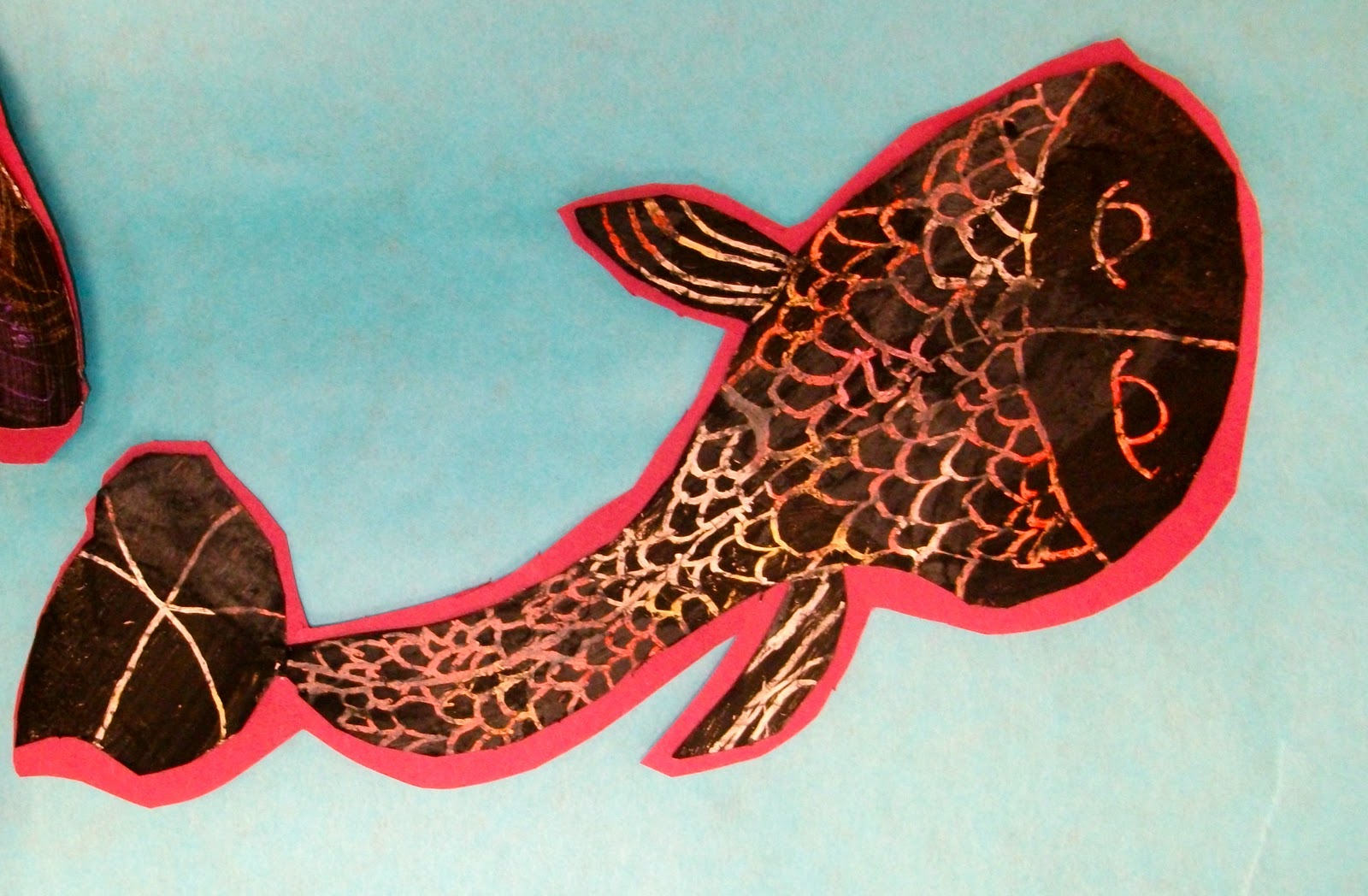 Experiments in Art Education Koi Fish Scratch Art