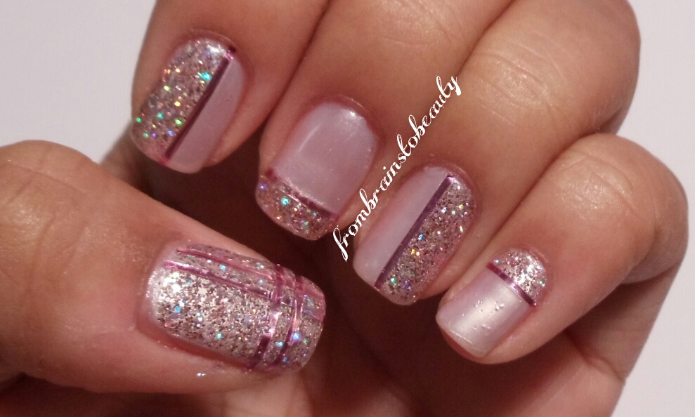 pink glitter nail art design