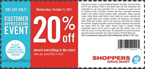Canadian Daily Deals: Shoppers Drug Mart: 20% Off Customer Appreciation