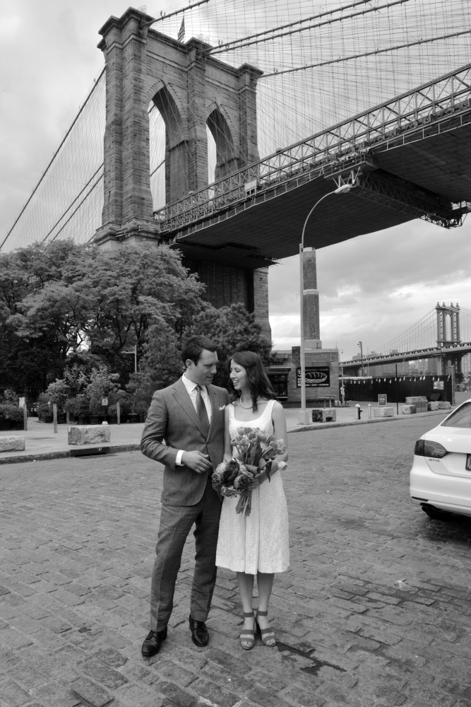 Cobblestones and Brooklyn Bridge - Newlyweds