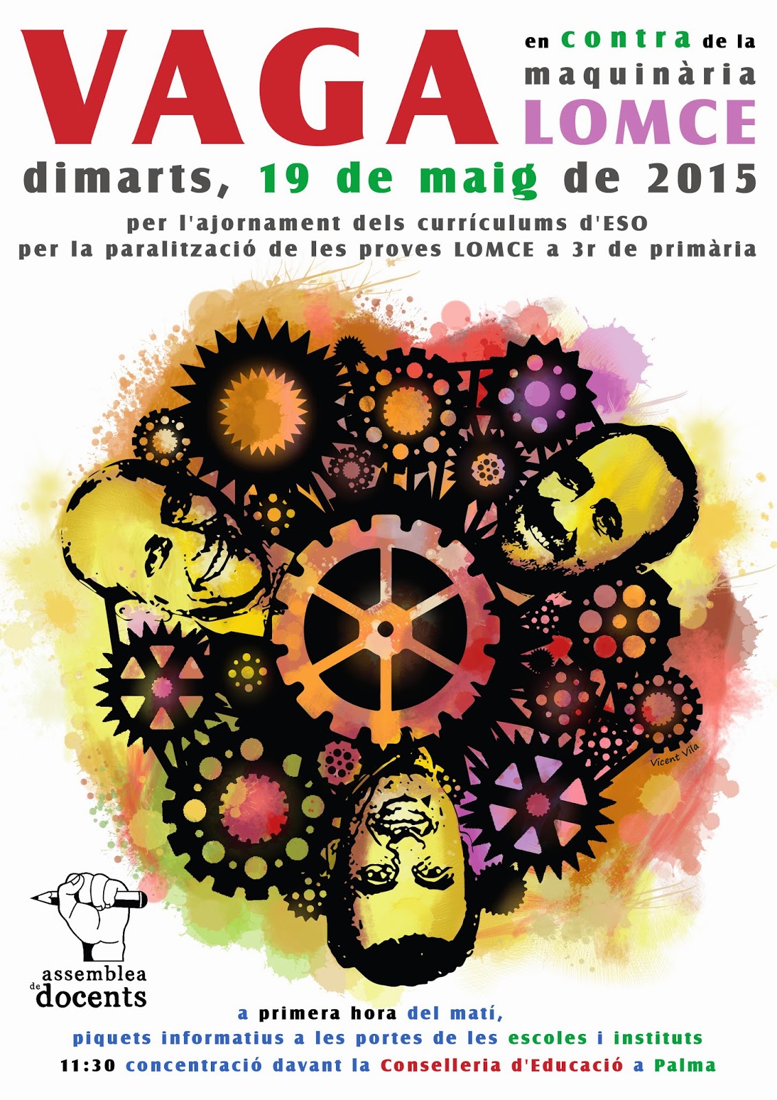 Vaga de docents i concentraci&oacute; davant la Conselleria d'Educaci&oacute; (19-05-15)