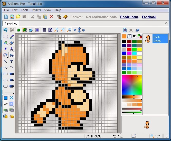 Studio 1902 Super Mario Bros Tanuki Mario Dot(Size 32X32)