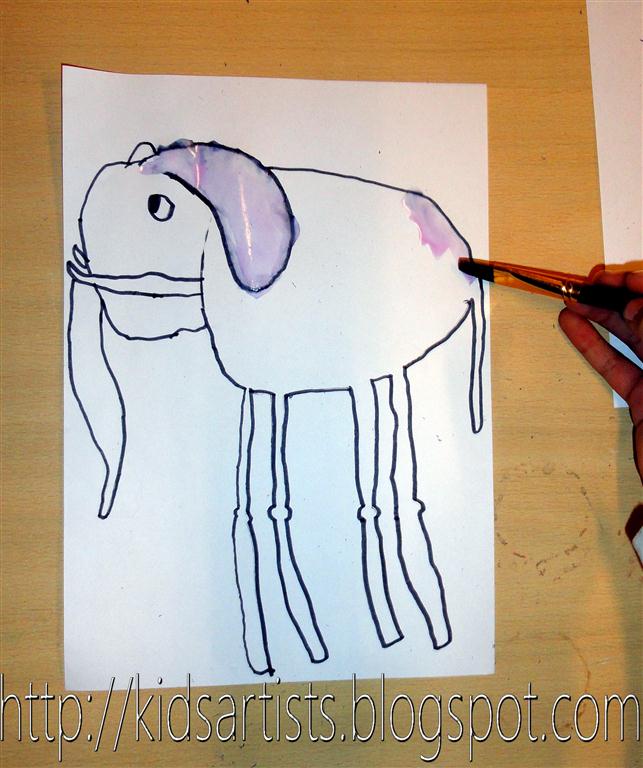 Kids Artists High legged elephant in the style of Salvador Dali