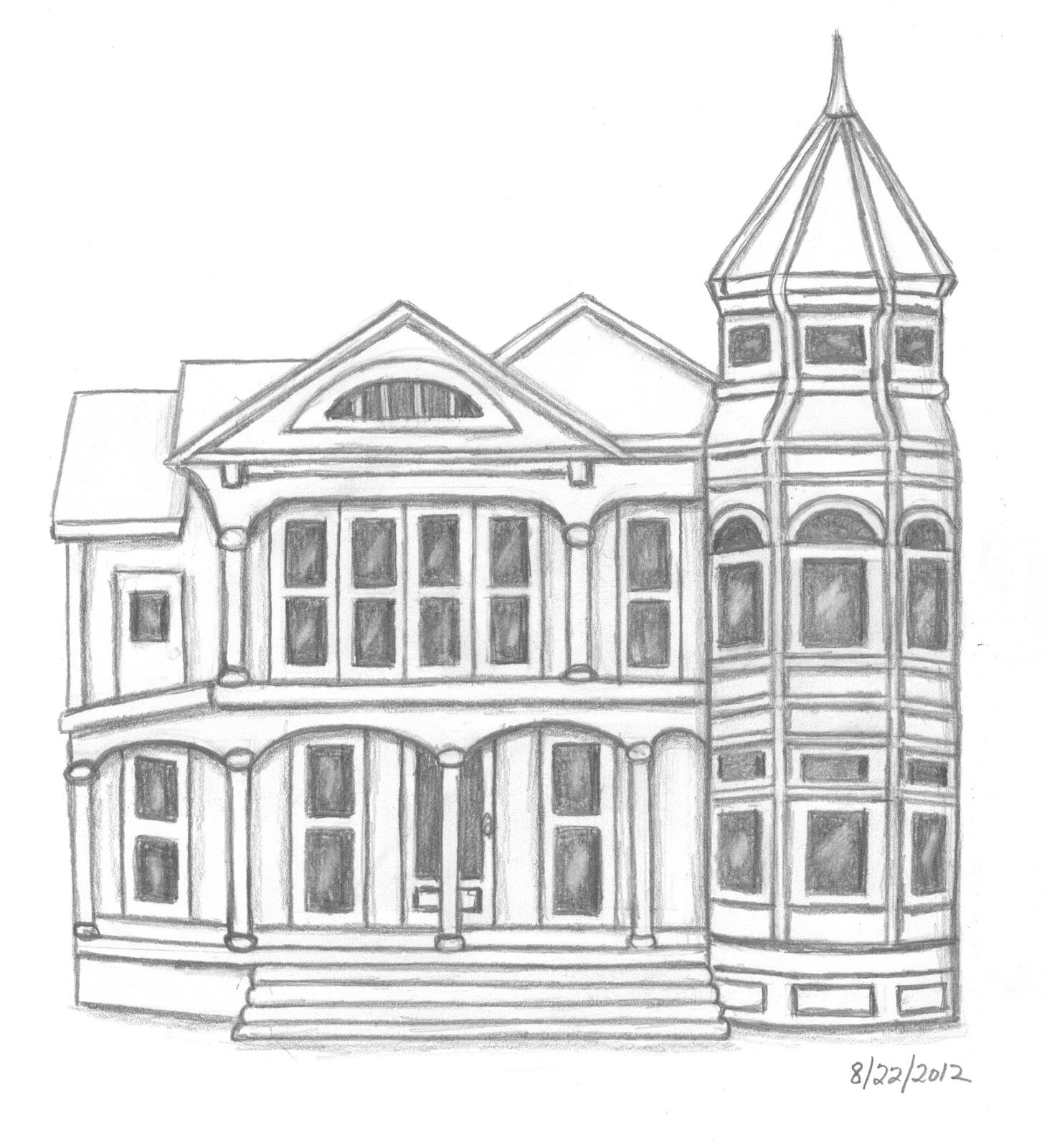 victorian house drawing sketch