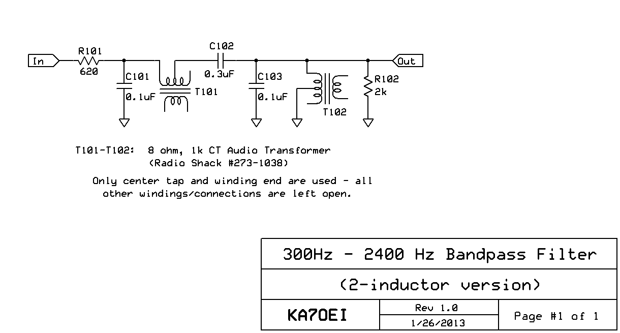 An L-C audio bandpass filter