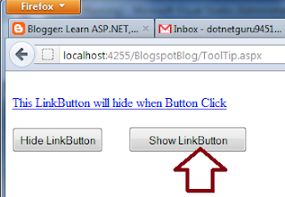 asp.net LinkButton Hide or Show Example