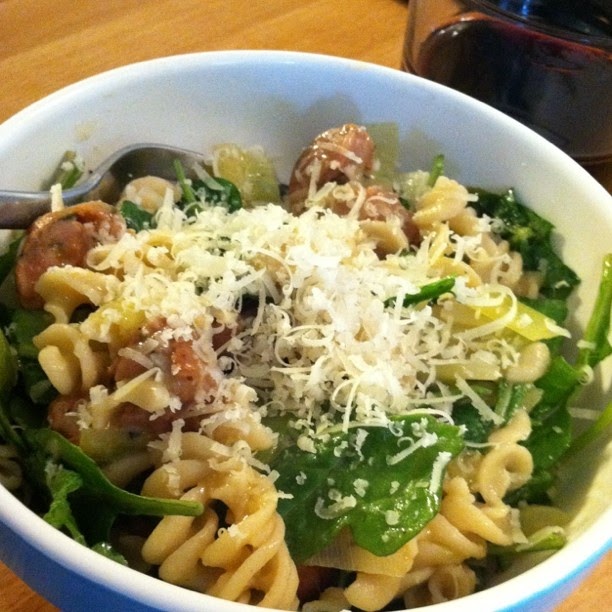 Goldteef Recipe of the Weeks Leek, Arugula, and Italian Sausage Pasta