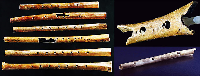 Bone Flutes from stone age - circa 43.000-35.000 BC, found Germany, Slovenia and Ukrania