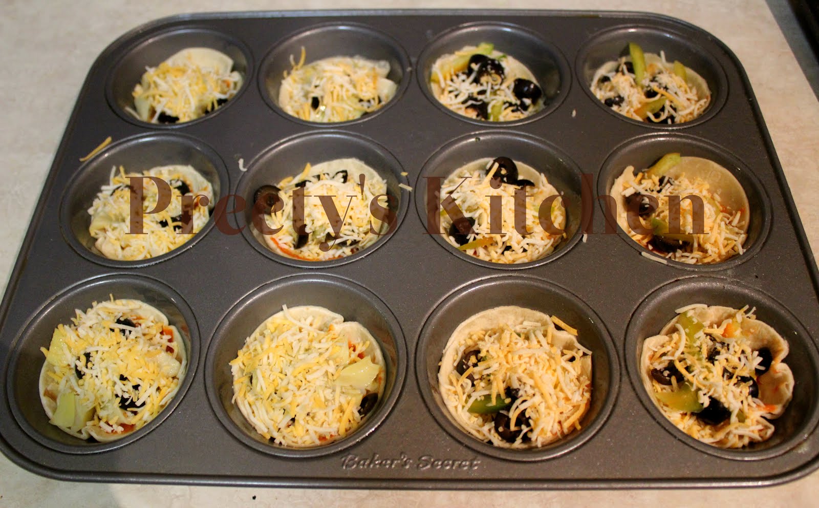 Preety's Kitchen Tortilla Pizza Cups (Step By Step Recipe)